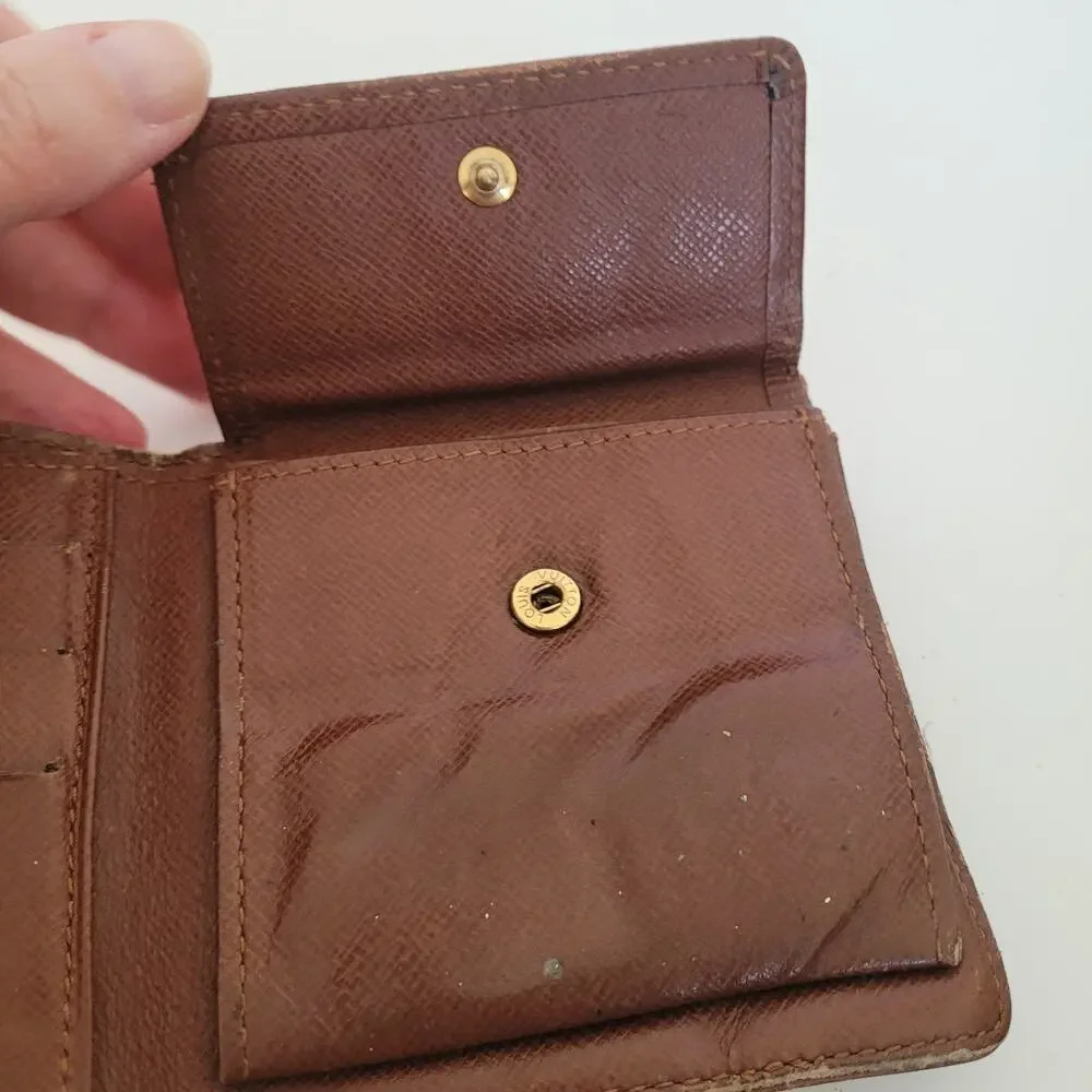 Vintage‎ Louis Vuitton Men's LV Brown Bi-Fold Leather Wallet Monogram Card Bill